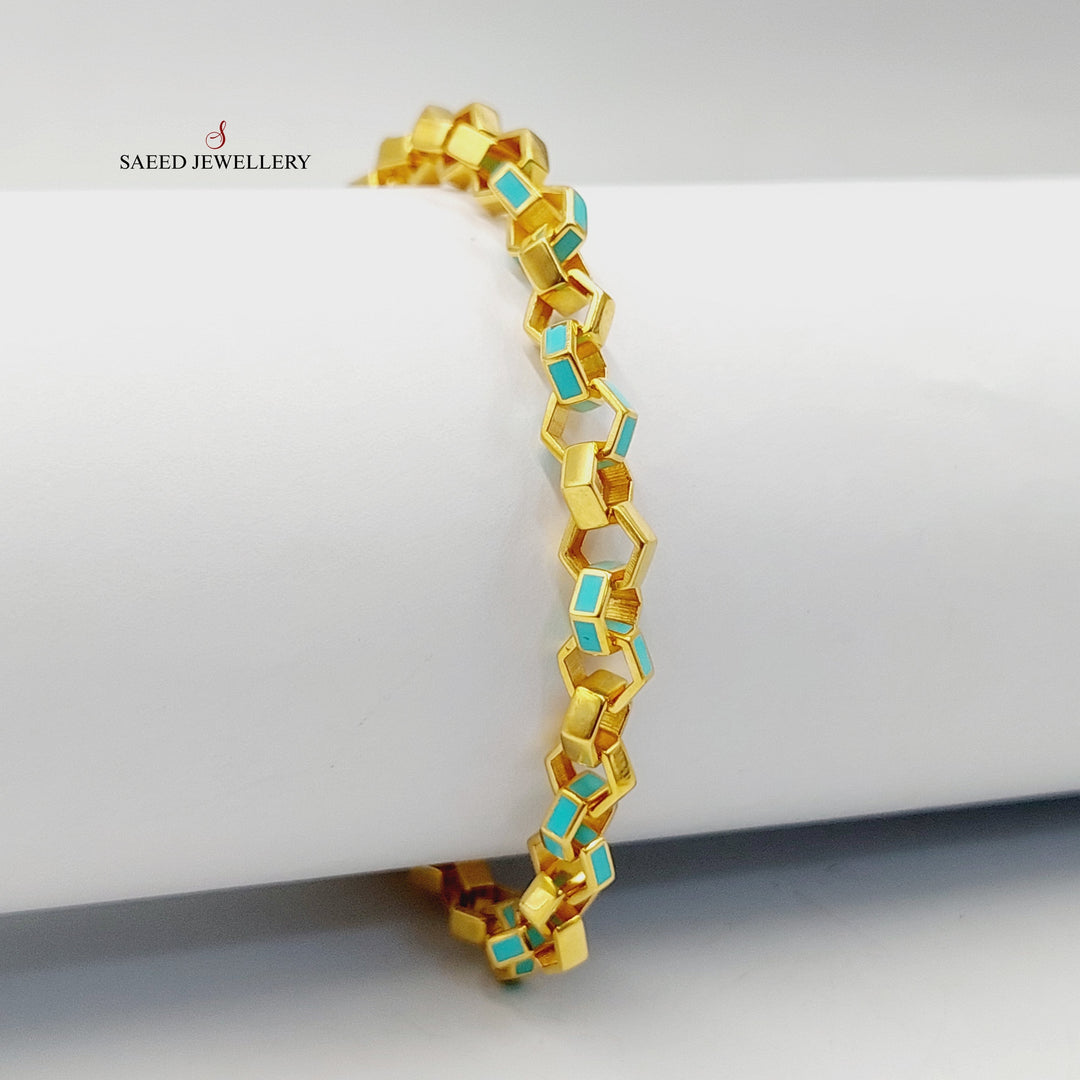 21K Gold Enameled Rhombus Bracelet by Saeed Jewelry - Image 3