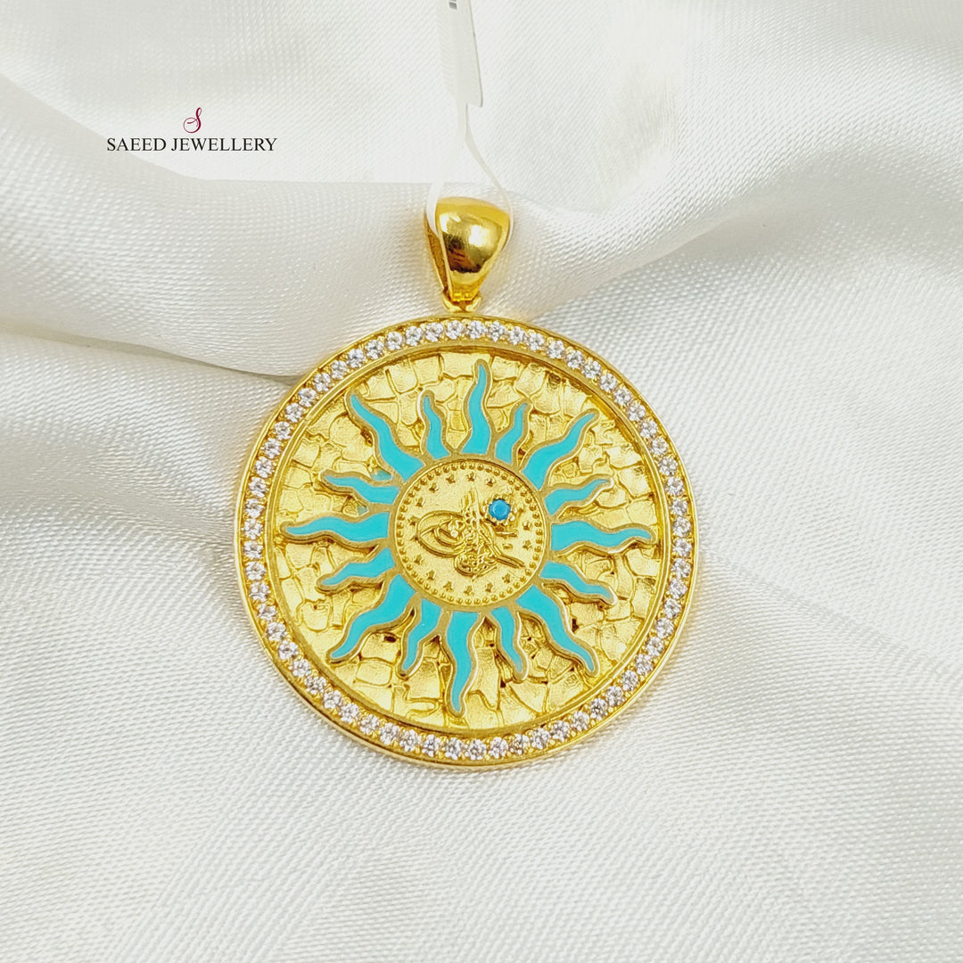 21K Gold Enameled & Zircon Studded Rashadi Pendant by Saeed Jewelry - Image 1