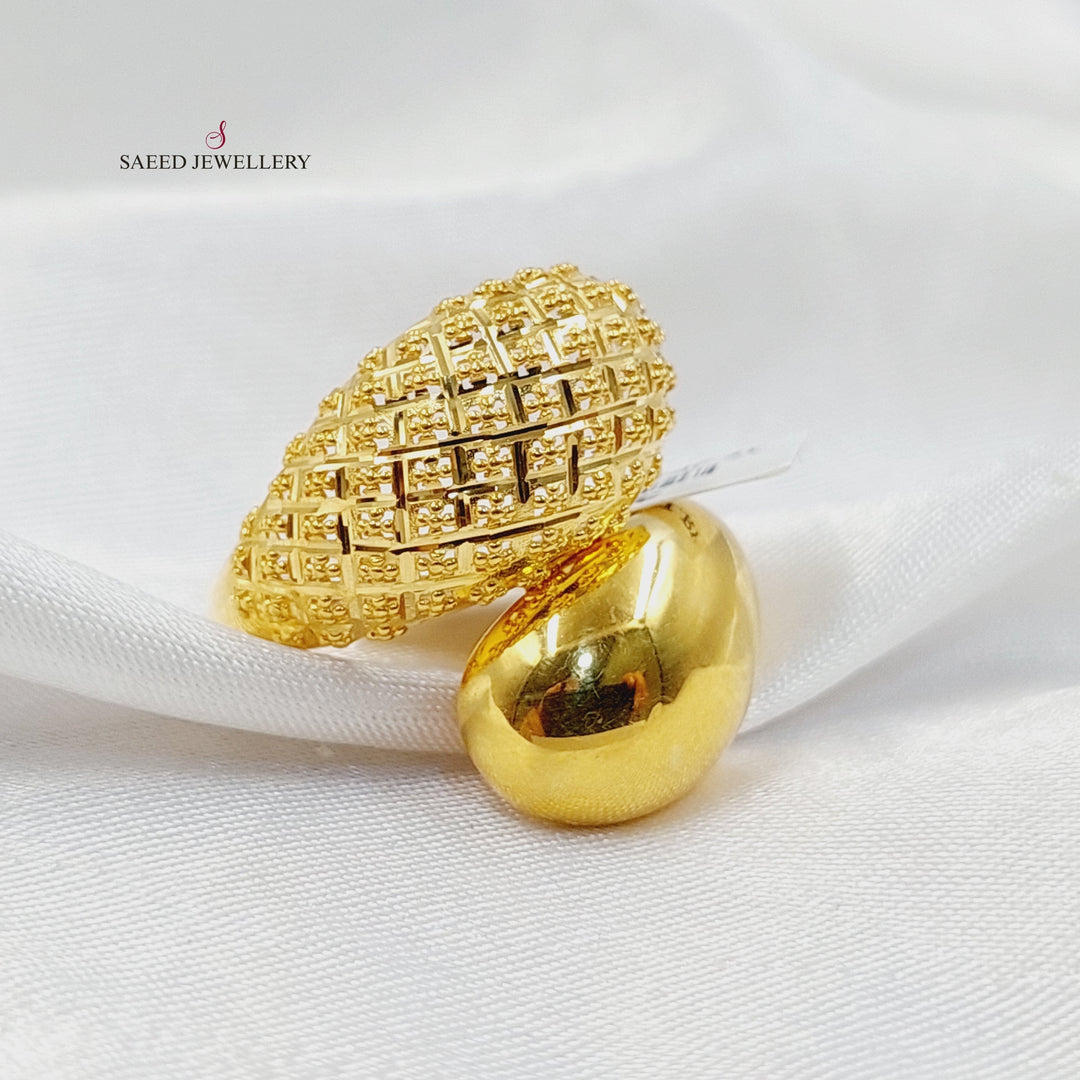 21K Gold Engraved Ring by Saeed Jewelry - Image 1