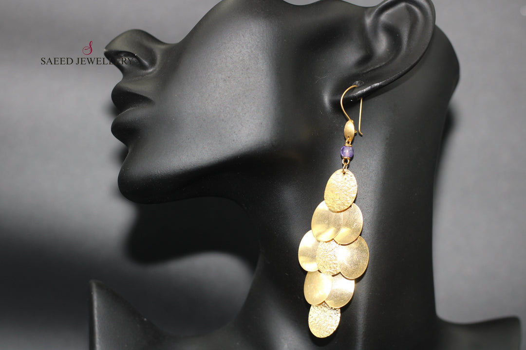 21K Gold Fancy Earrings by Saeed Jewelry - Image 3