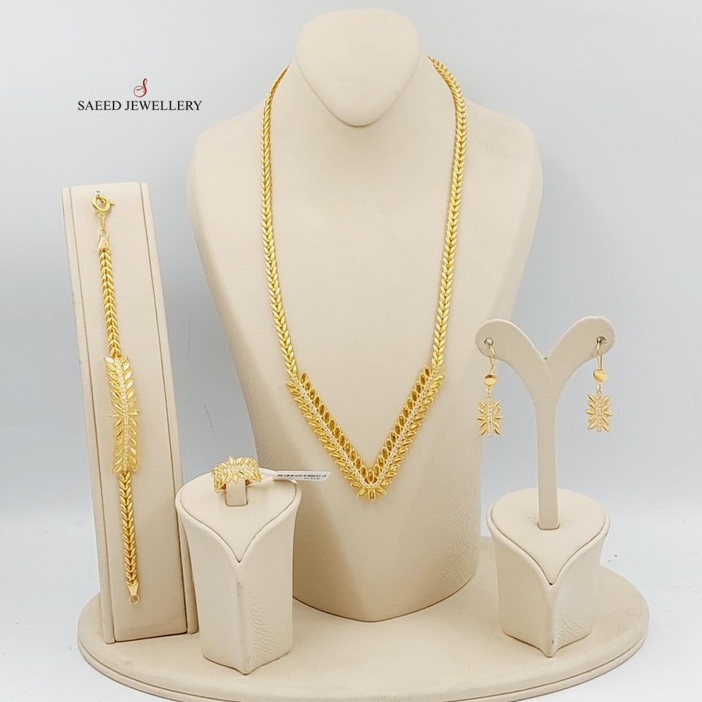 21K Gold Four Pieces Zircon Studded Spike Sets by Saeed Jewelry - Image 1