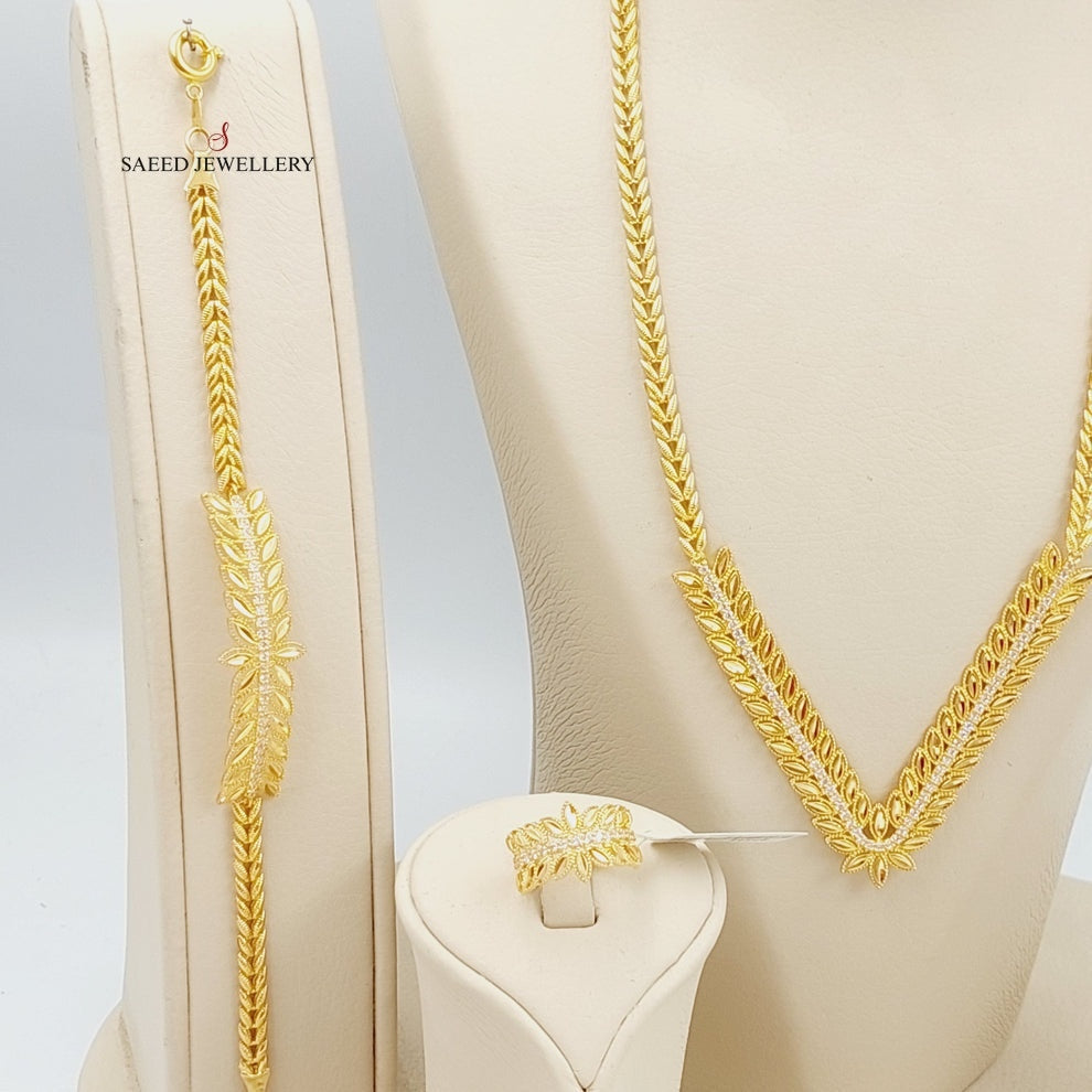 21K Gold Four Pieces Zircon Studded Spike Sets by Saeed Jewelry - Image 9