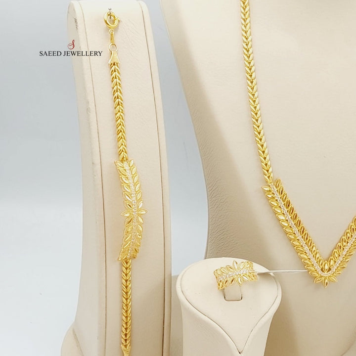 21K Gold Four Pieces Zircon Studded Spike Sets by Saeed Jewelry - Image 8