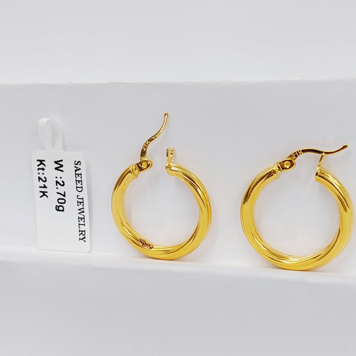 21K Gold Hoop Earrings by Saeed Jewelry - Image 2