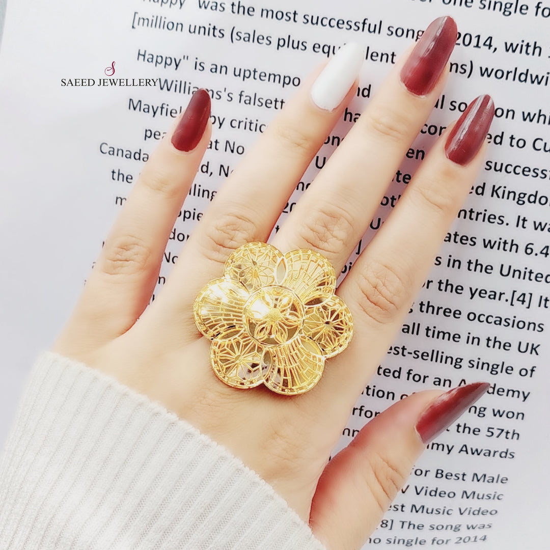 21K Gold Kuwaiti Rose Ring by Saeed Jewelry - Image 2