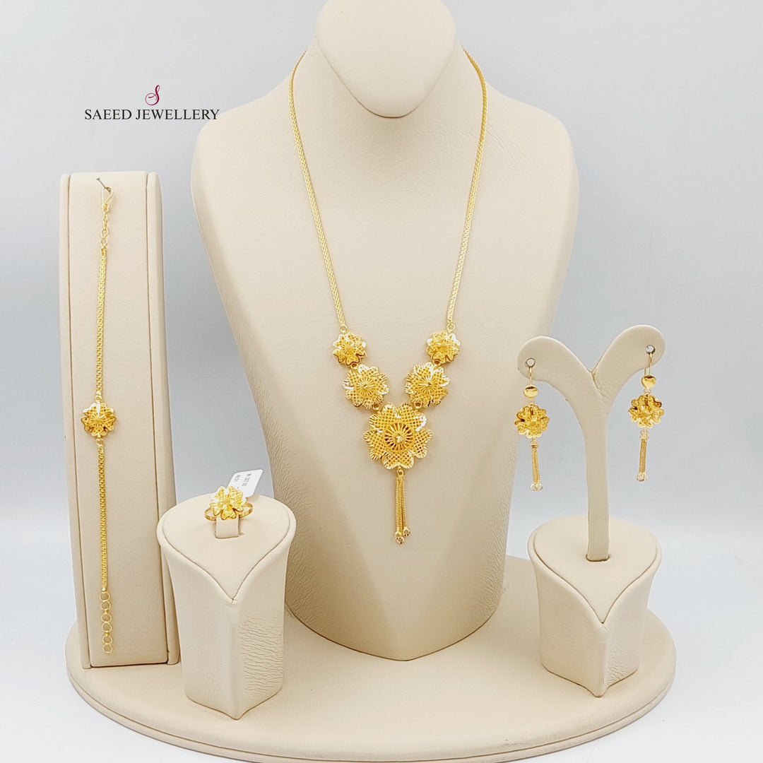 21K Gold Kuwaiti Set 4 pieces by Saeed Jewelry - Image 11