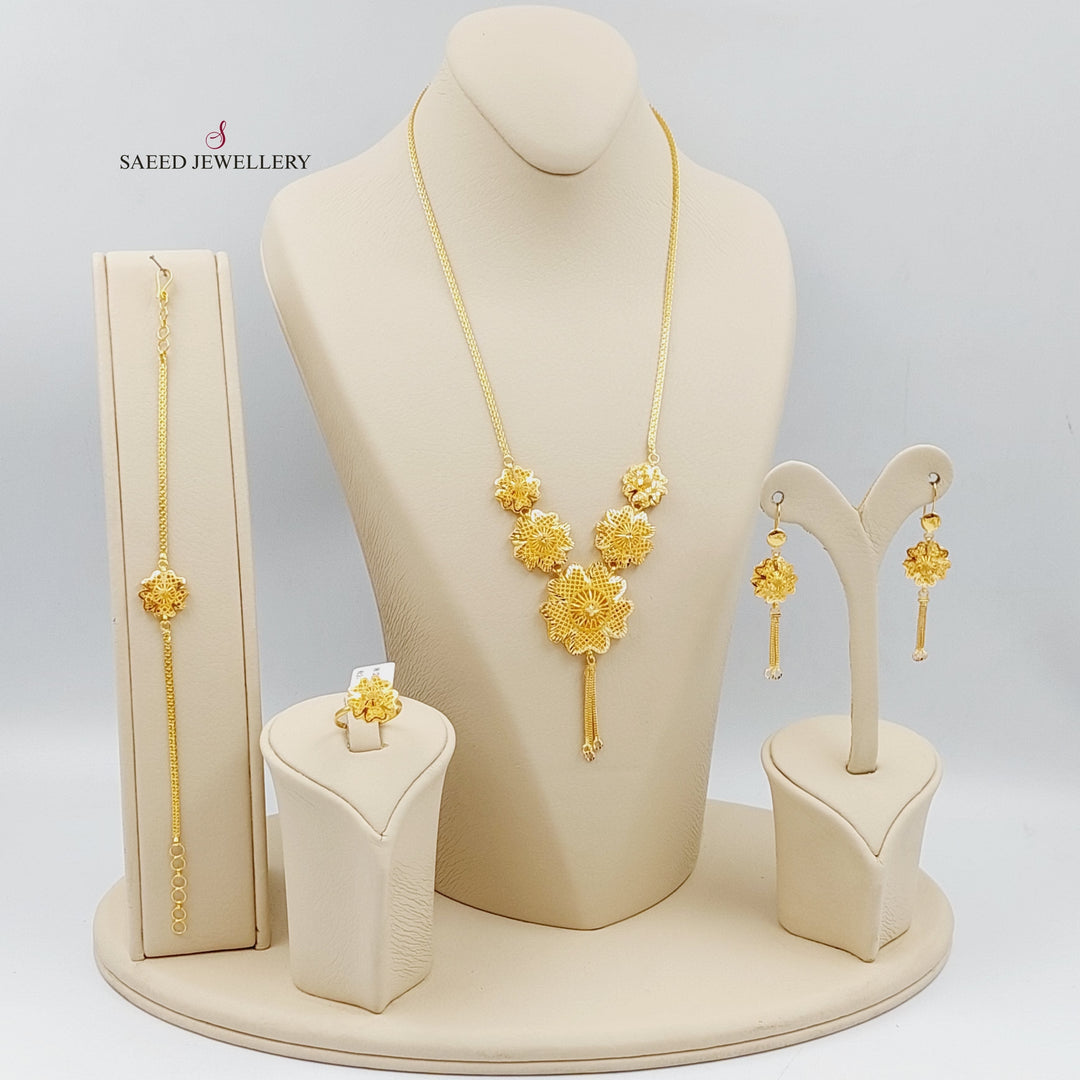 21K Gold Kuwaiti Set 4 pieces by Saeed Jewelry - Image 19