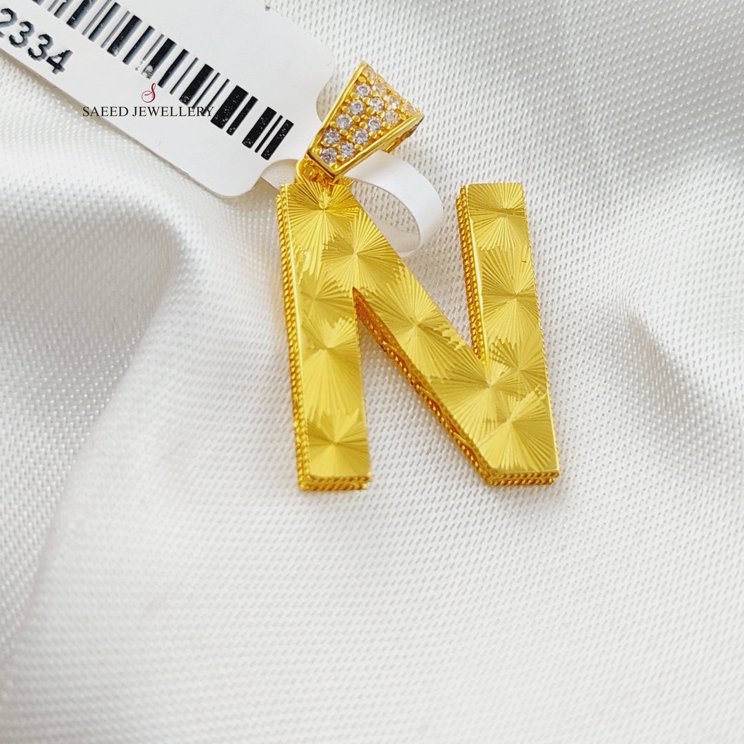 21K Gold Letter N Pendant by Saeed Jewelry - Image 5