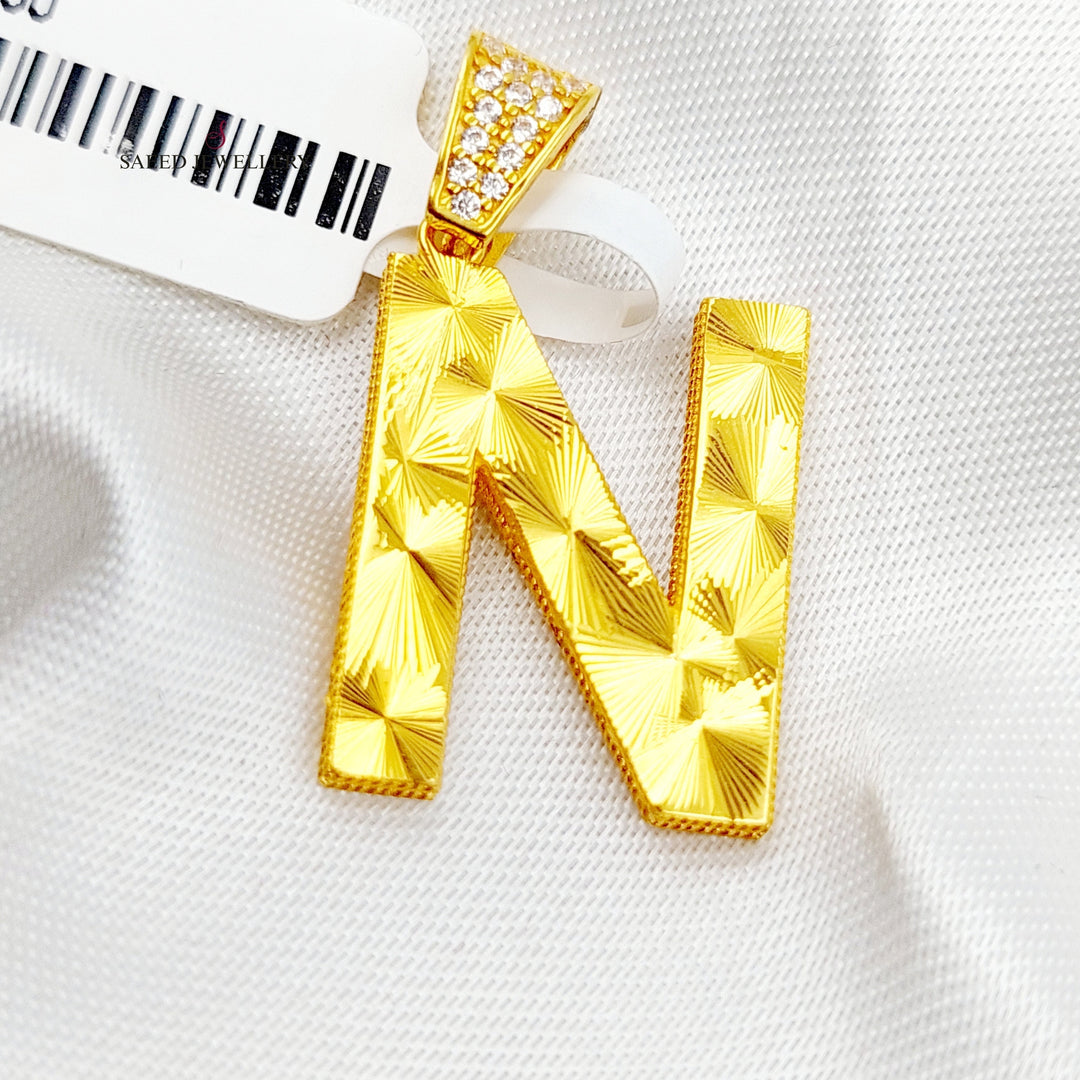 21K Gold Letter N Pendant by Saeed Jewelry - Image 4