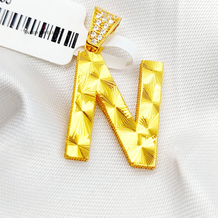 21K Gold Letter N Pendant by Saeed Jewelry - Image 4