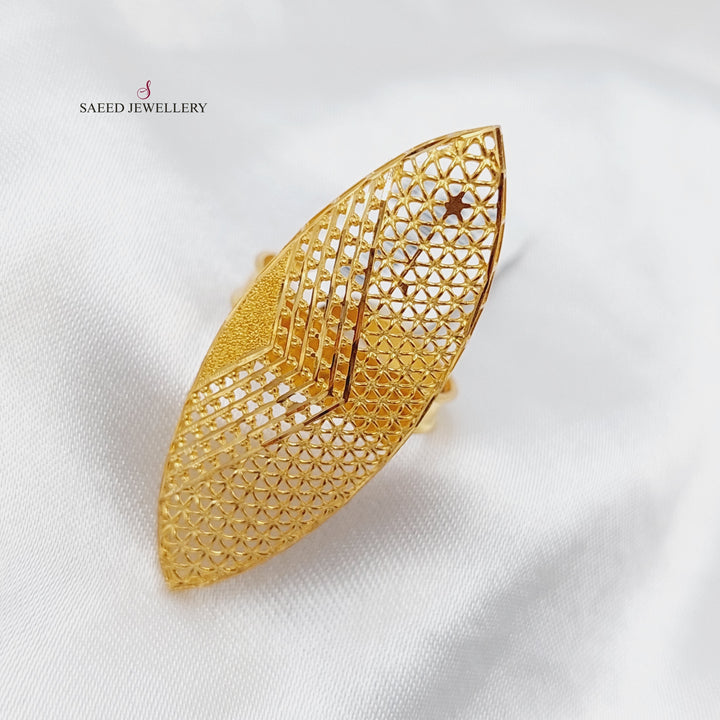 21K Gold Long Kuwaiti Ring by Saeed Jewelry - Image 2