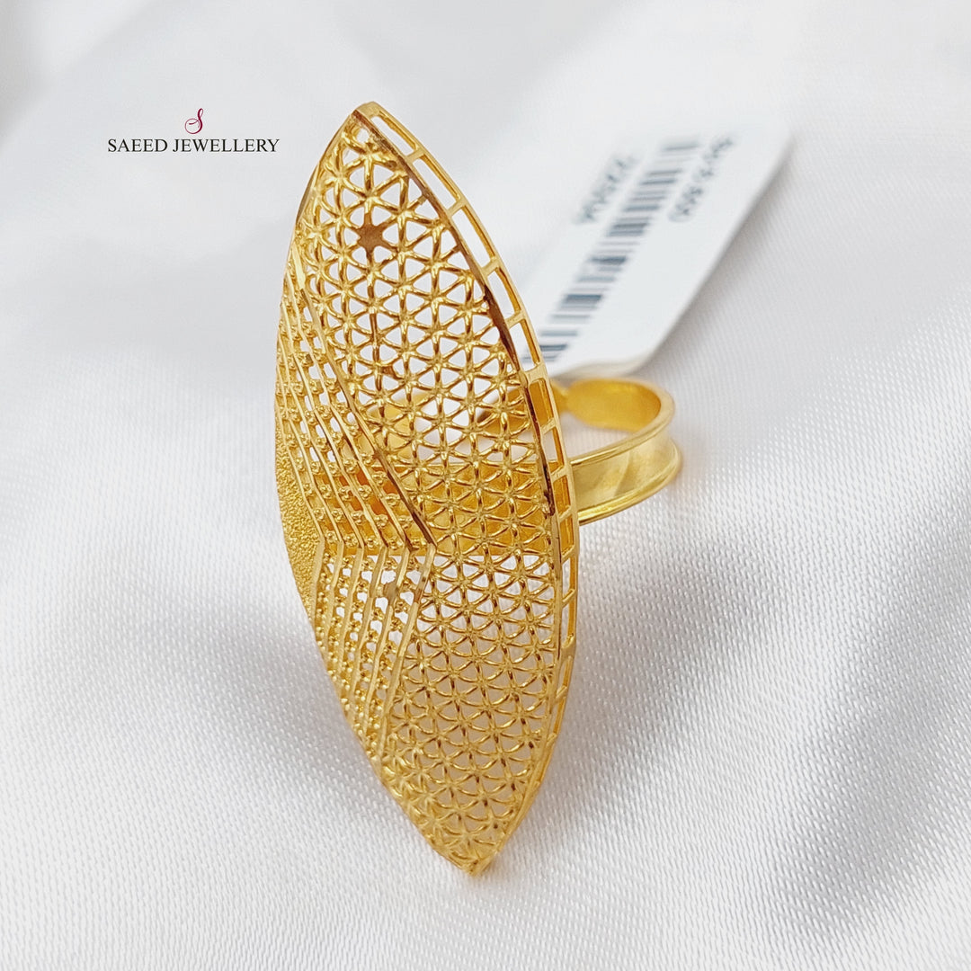 21K Gold Long Kuwaiti Ring by Saeed Jewelry - Image 1