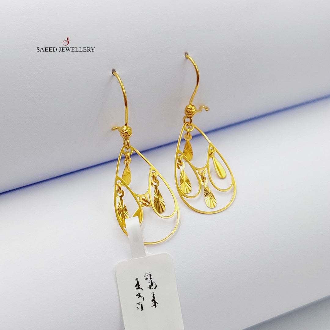 21K Gold Luxury Tears Earrings by Saeed Jewelry - Image 4