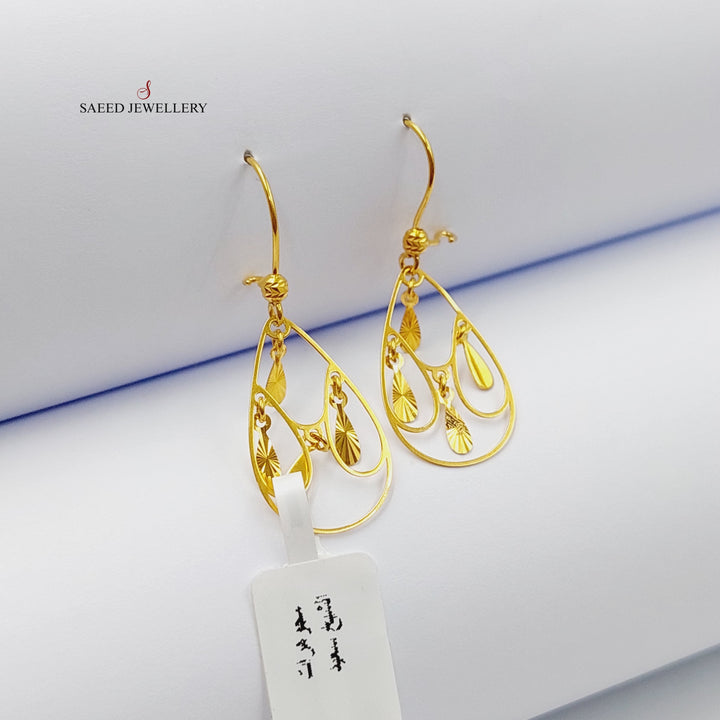 21K Gold Luxury Tears Earrings by Saeed Jewelry - Image 4