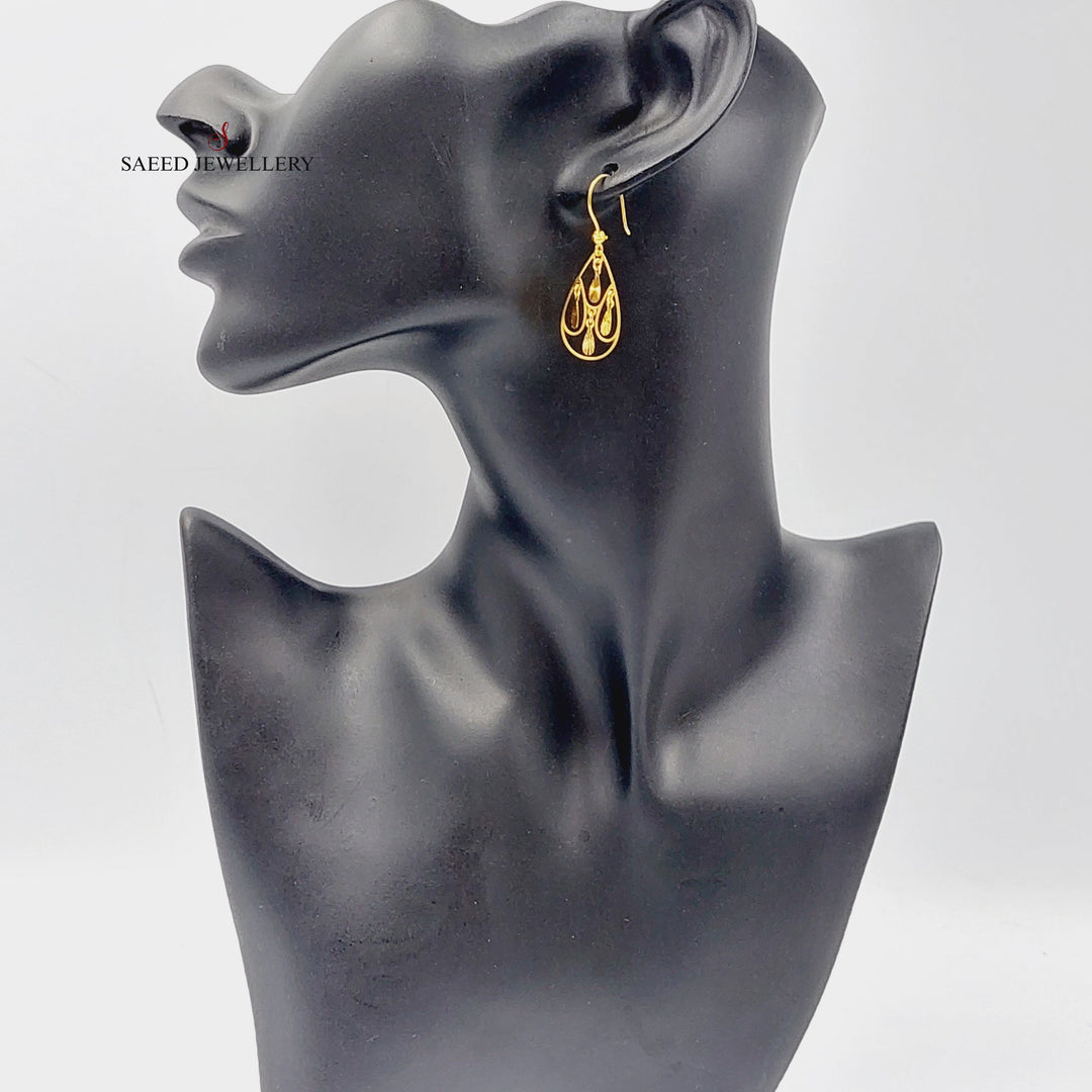 21K Gold Luxury Tears Earrings by Saeed Jewelry - Image 3