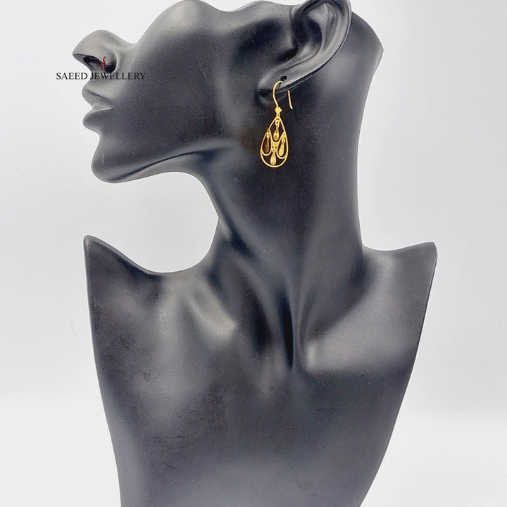 21K Gold Luxury Tears Earrings by Saeed Jewelry - Image 3