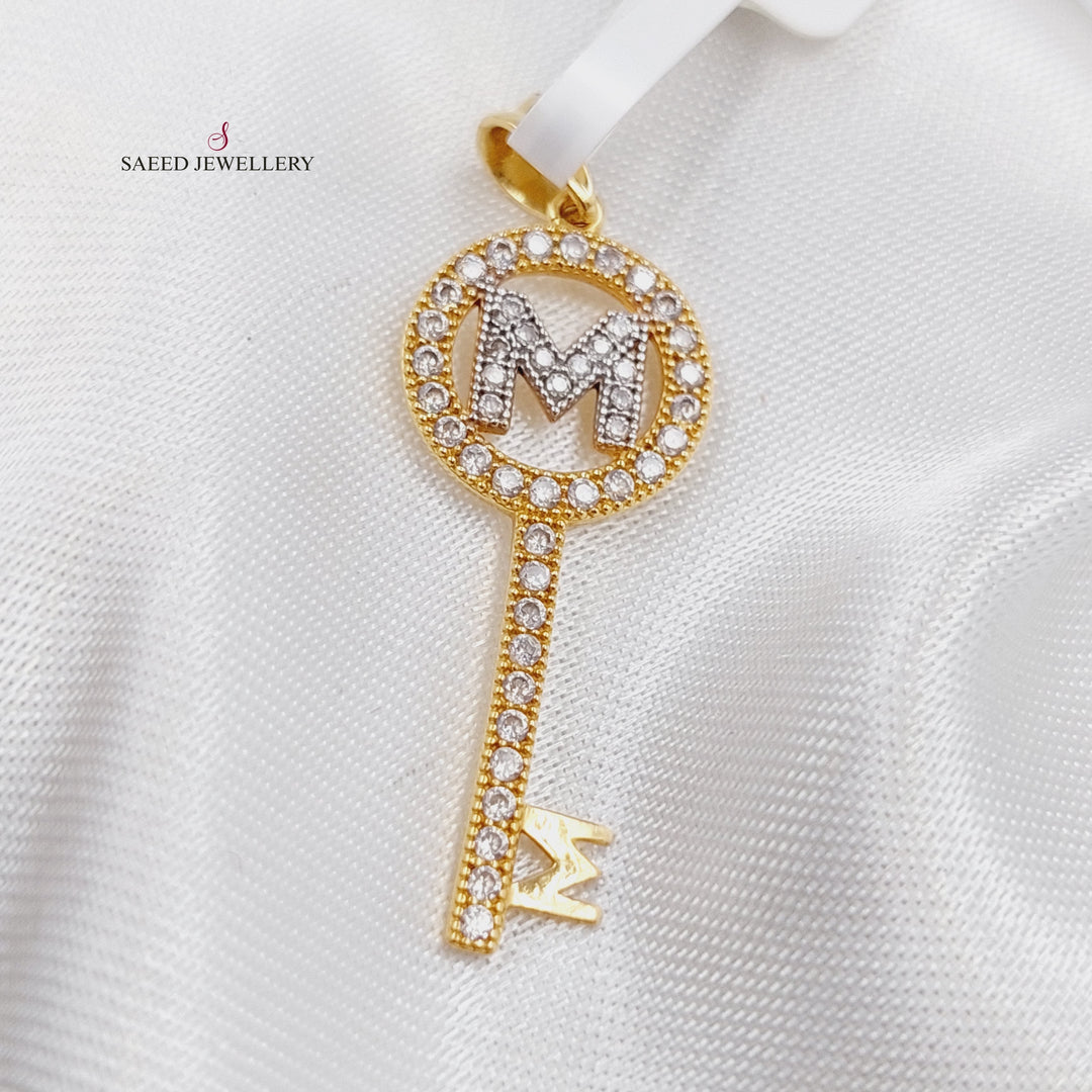 21K Gold M Letter Pendant by Saeed Jewelry - Image 1