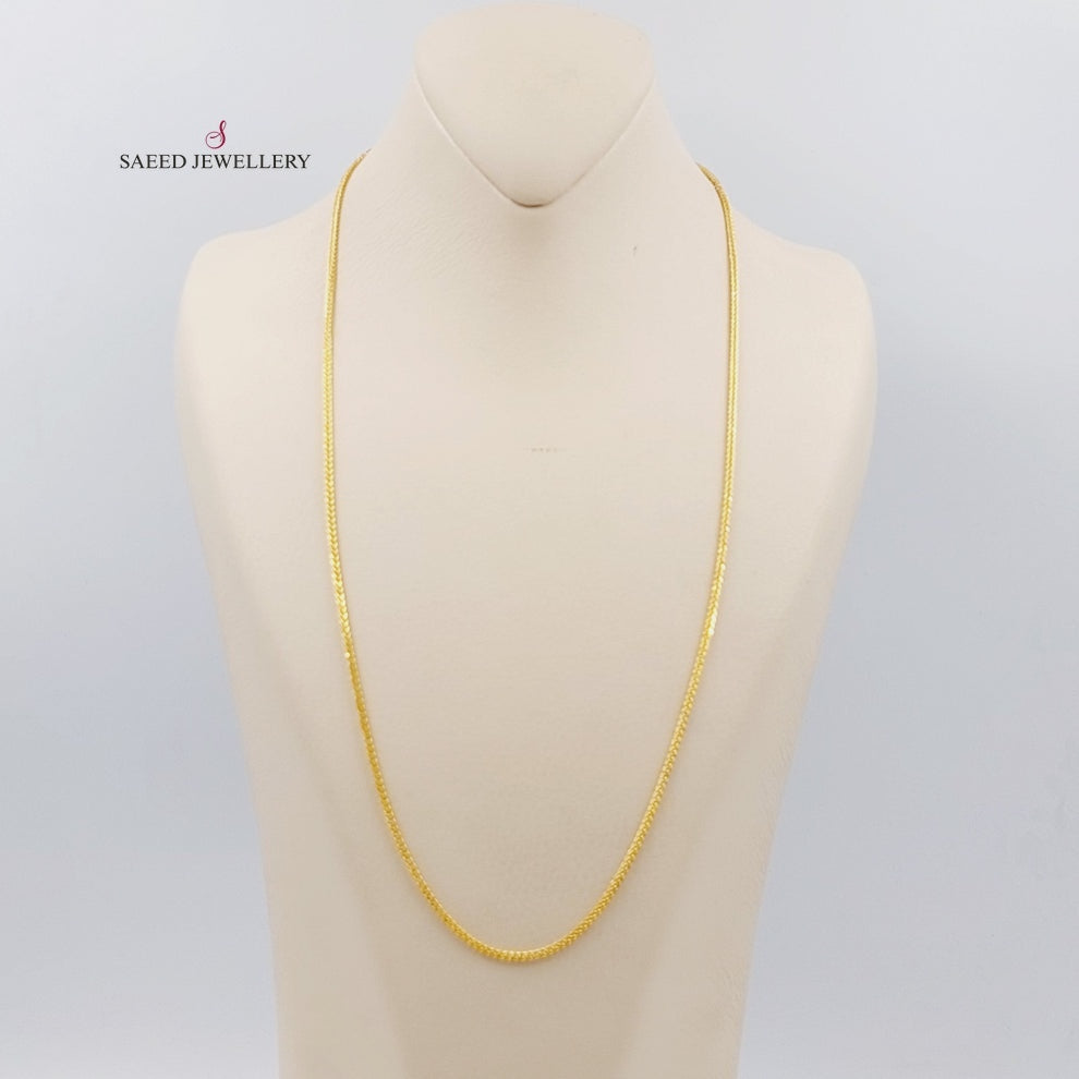 21K Gold Thin Franco Chain by Saeed Jewelry - Image 3