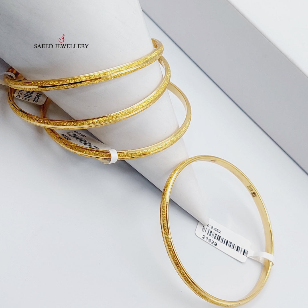 21K Gold Thin Laser Bangle by Saeed Jewelry - Image 1