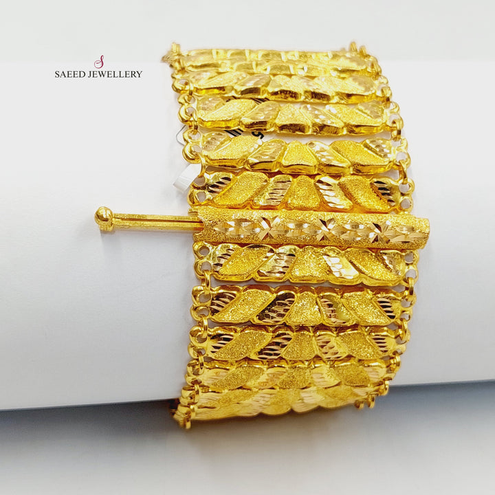 21K Gold Wide Carpet Bracelet by Saeed Jewelry - Image 5