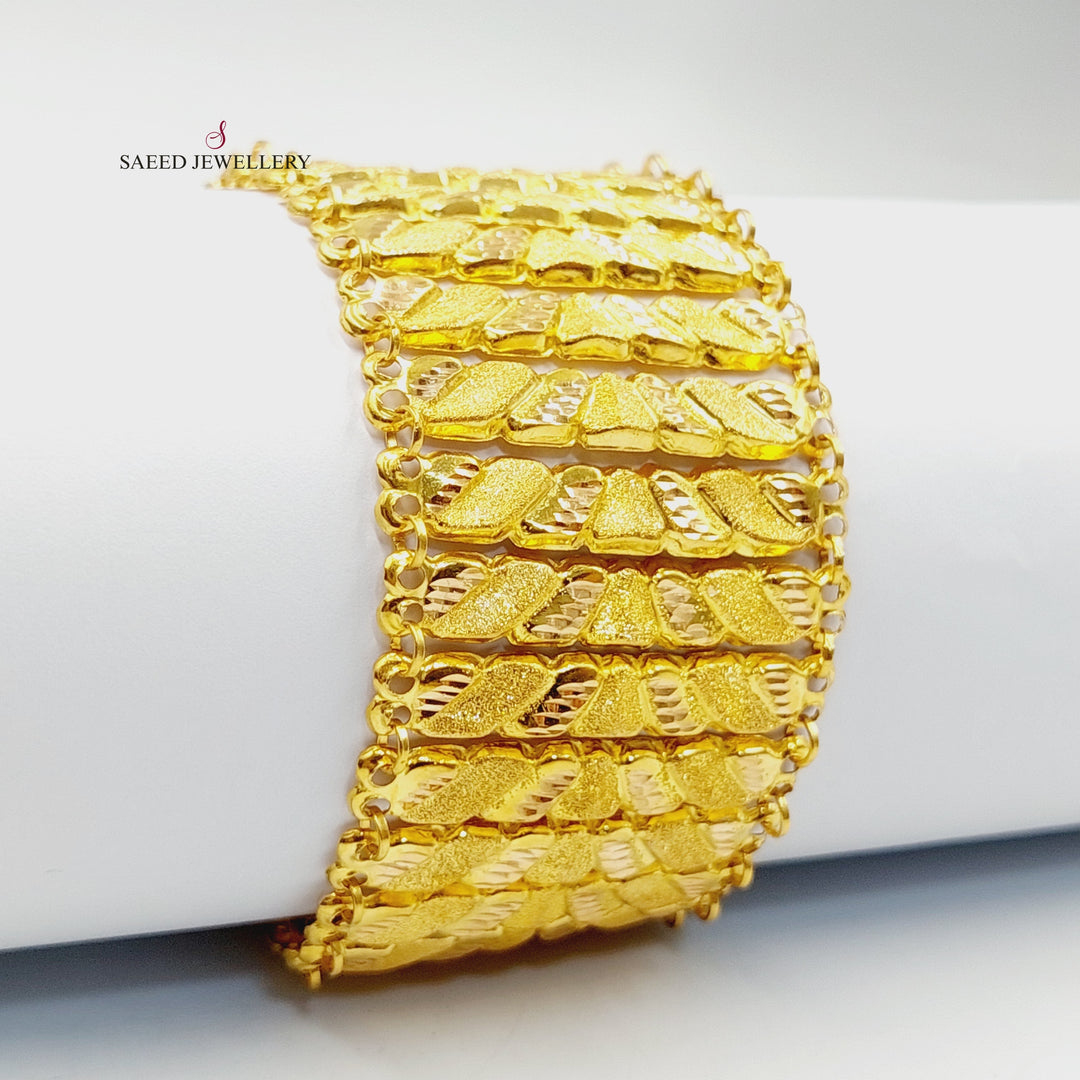 21K Gold Wide Carpet Bracelet by Saeed Jewelry - Image 2