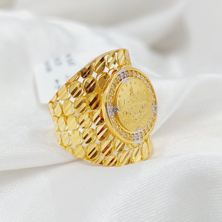 21K Gold Zircon Studded Rashadi Ring by Saeed Jewelry - Image 3