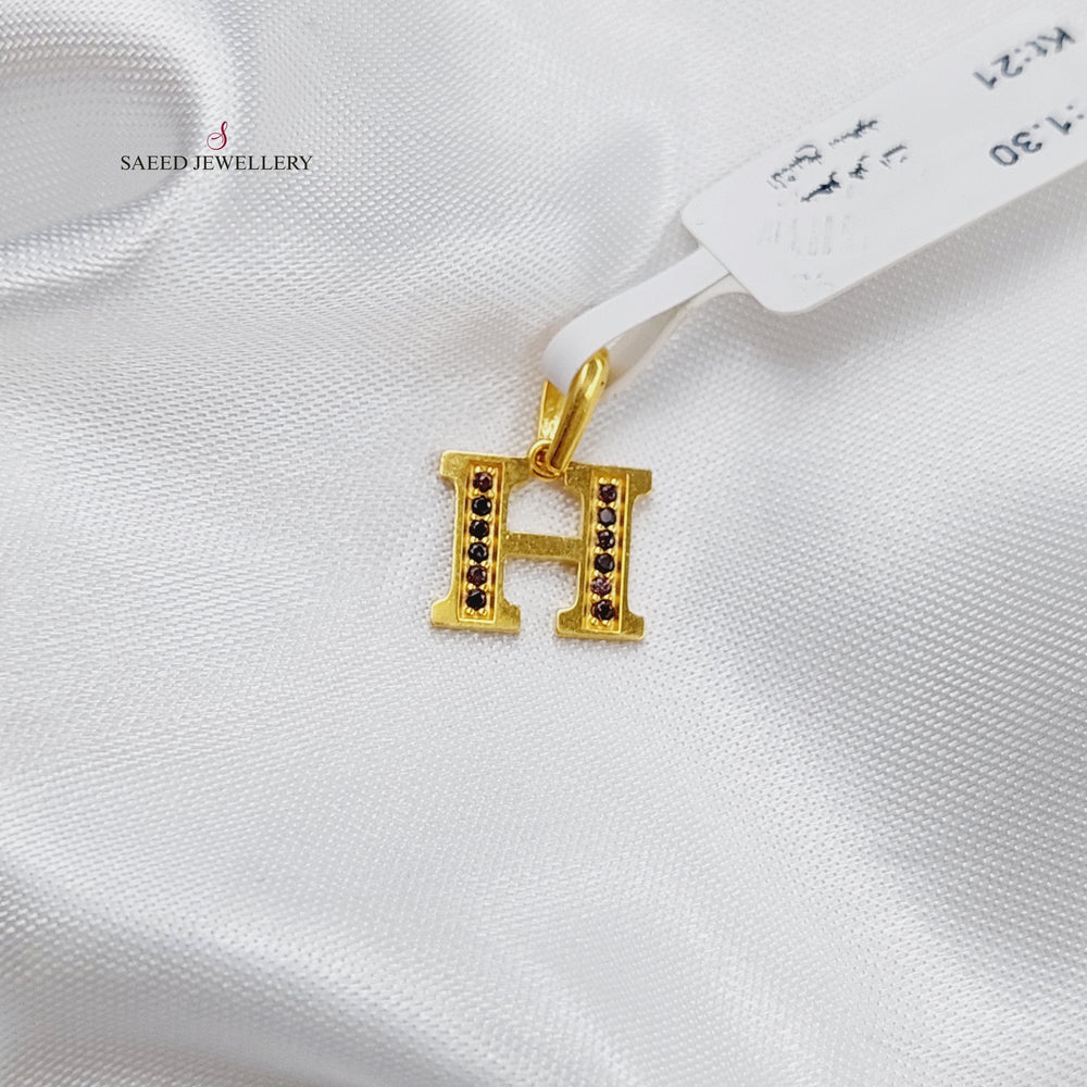 21K Gold H Letter Pendant by Saeed Jewelry - Image 2