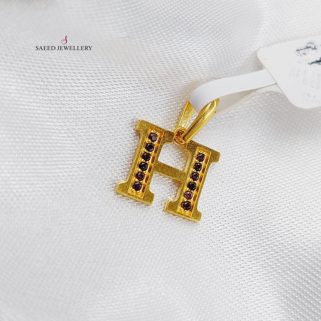 21K Gold H Letter Pendant by Saeed Jewelry - Image 1