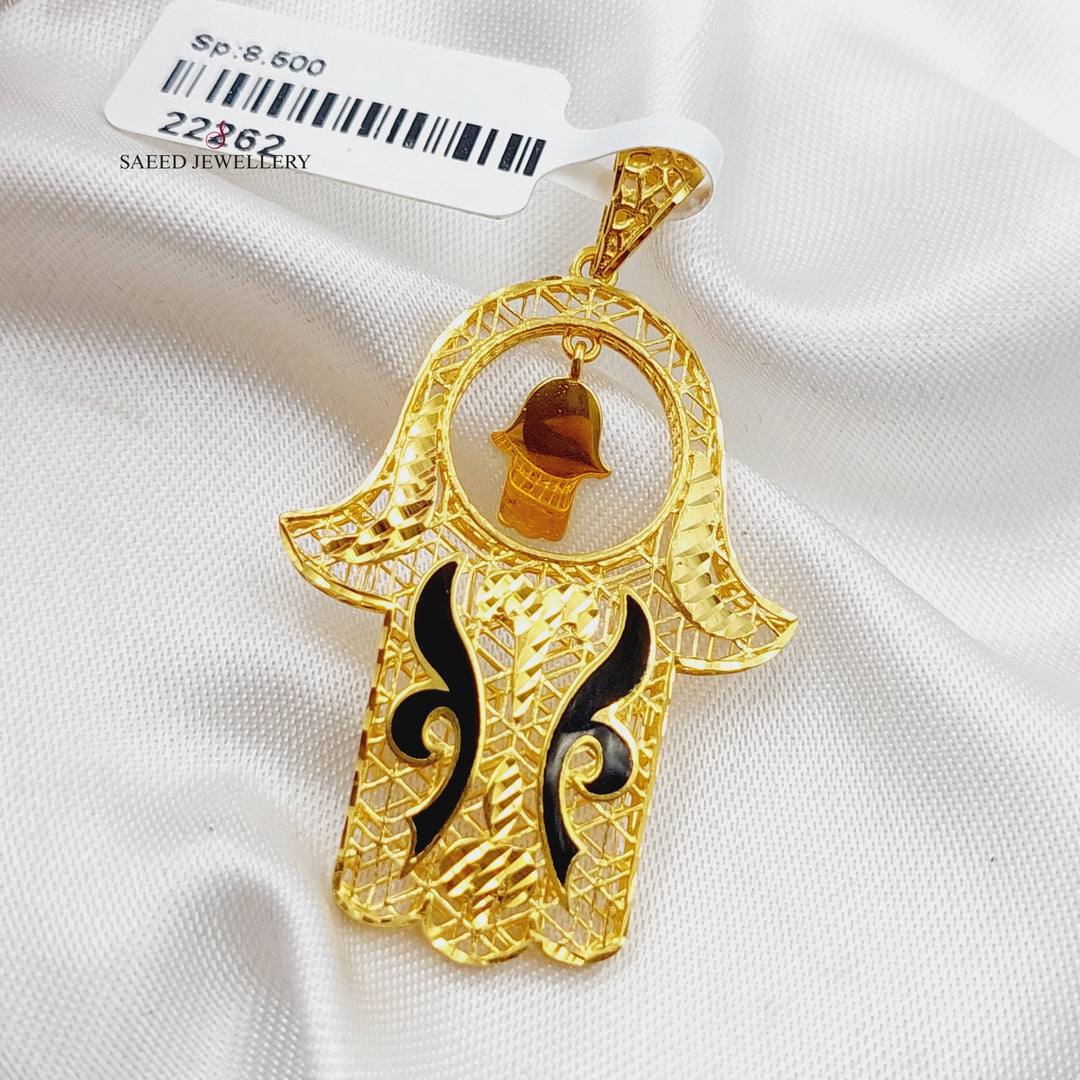 21K Gold Hand Pendant by Saeed Jewelry - Image 3