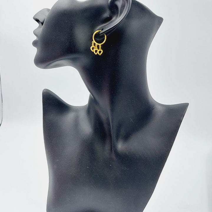 21K Gold Heart Earrings by Saeed Jewelry - Image 1