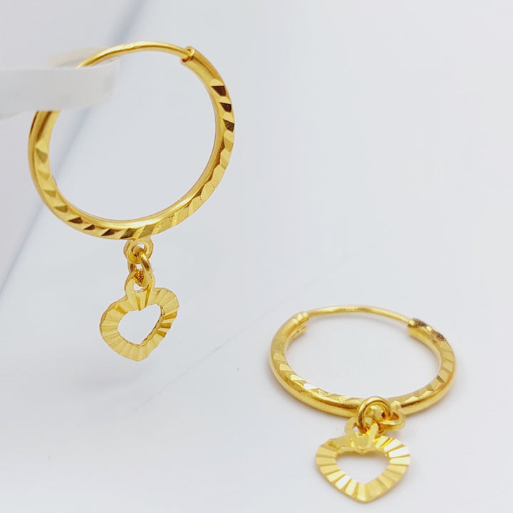 21K Gold Heart Earrings by Saeed Jewelry - Image 3