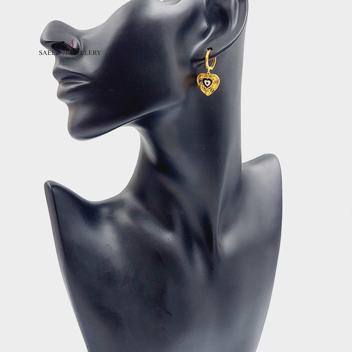 21K Gold Heart Earrings by Saeed Jewelry - Image 3