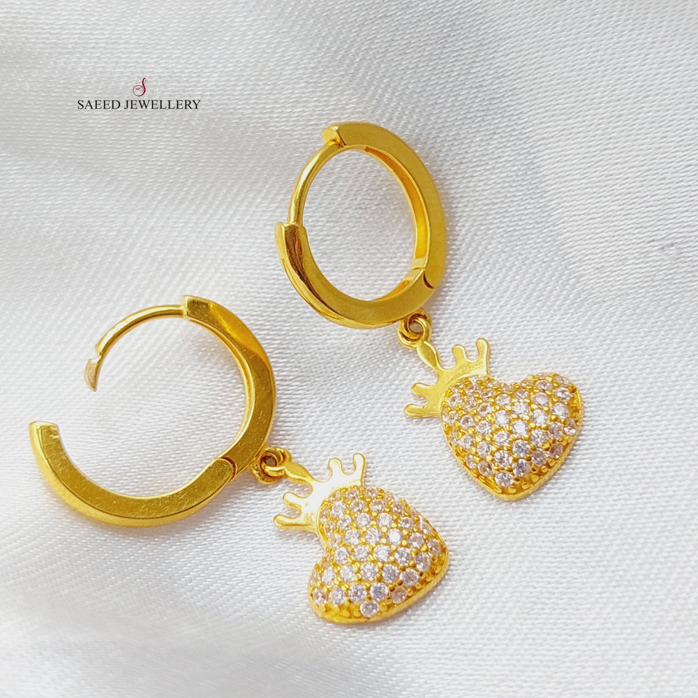 21K Gold Heart Earrings by Saeed Jewelry - Image 2