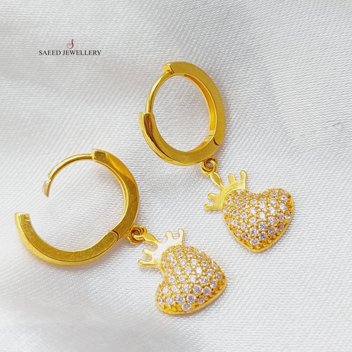 21K Gold Heart Earrings by Saeed Jewelry - Image 2