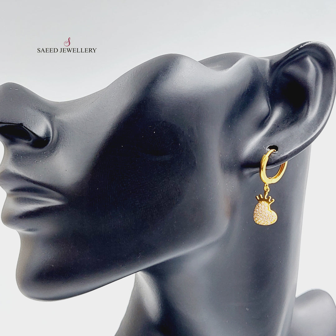 21K Gold Heart Earrings by Saeed Jewelry - Image 3