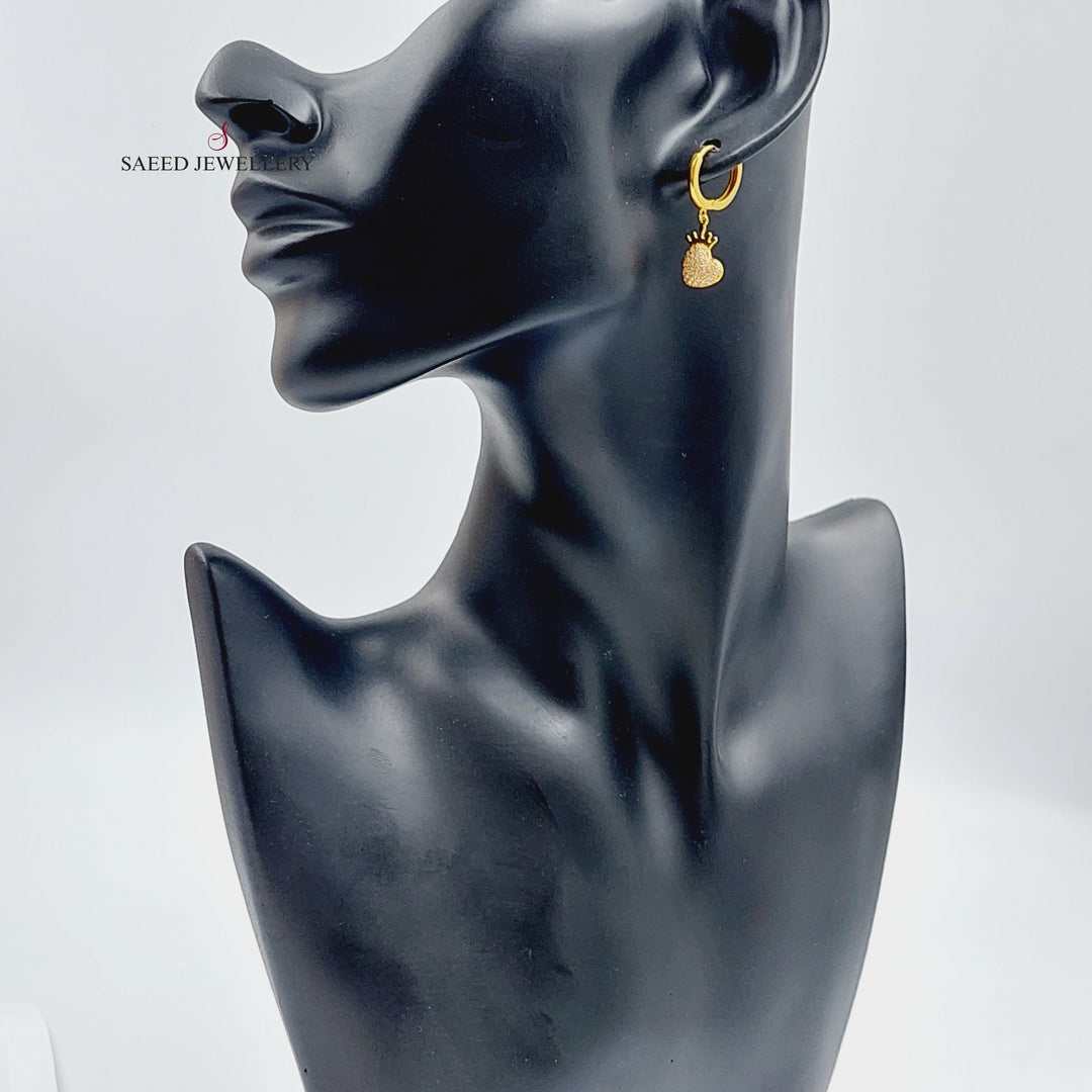 21K Gold Heart Earrings by Saeed Jewelry - Image 4