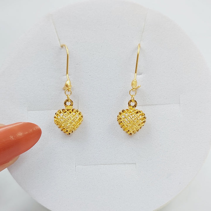 21K Gold Heart Earrings by Saeed Jewelry - Image 1