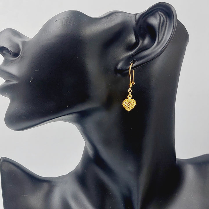 21K Gold Heart Earrings by Saeed Jewelry - Image 2