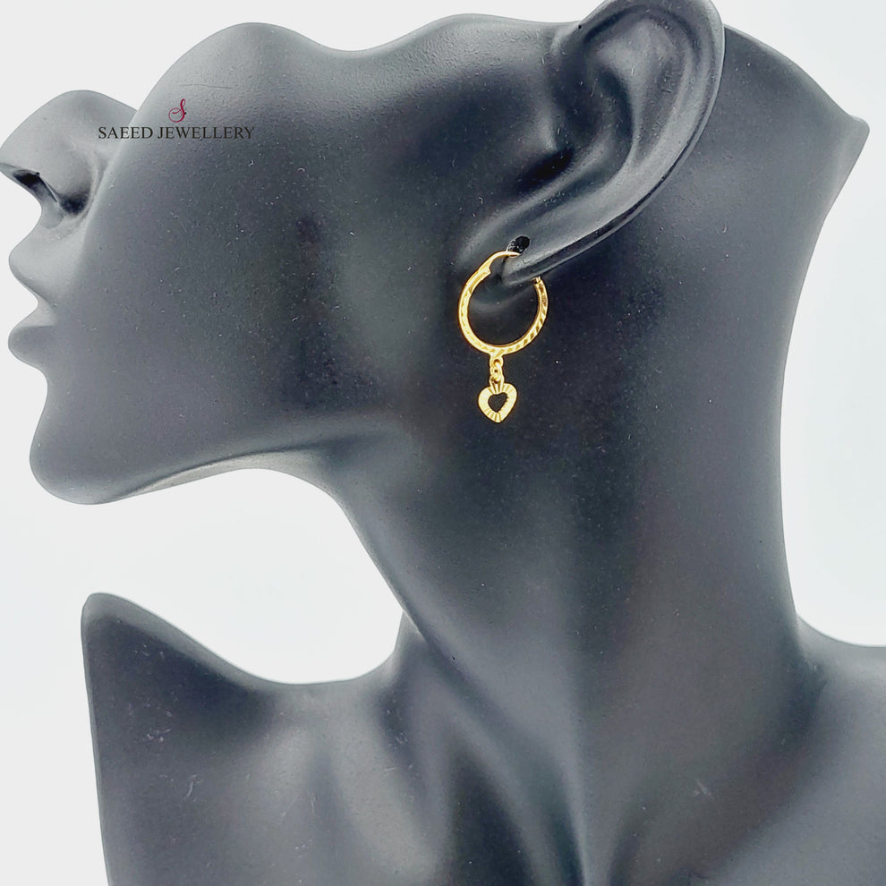 21K Gold Heart Earrings by Saeed Jewelry - Image 4