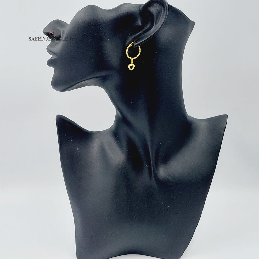 21K Gold Heart Earrings by Saeed Jewelry - Image 2