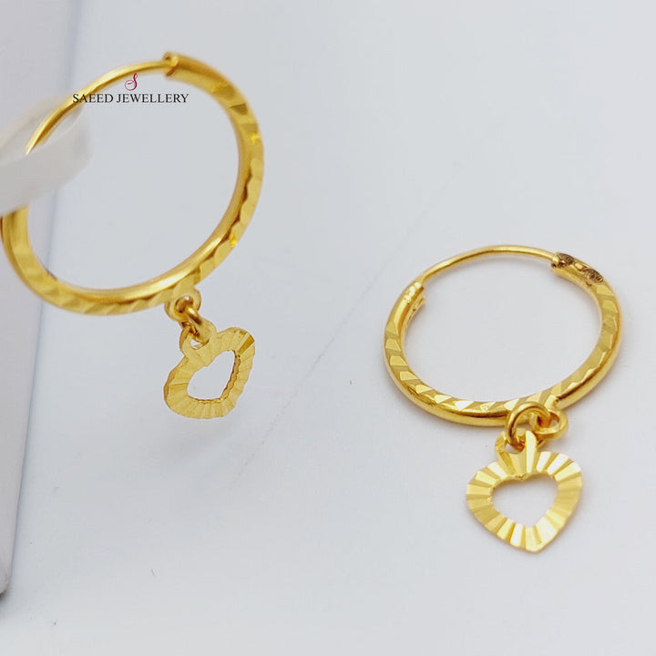 21K Gold Heart Earrings by Saeed Jewelry - Image 3