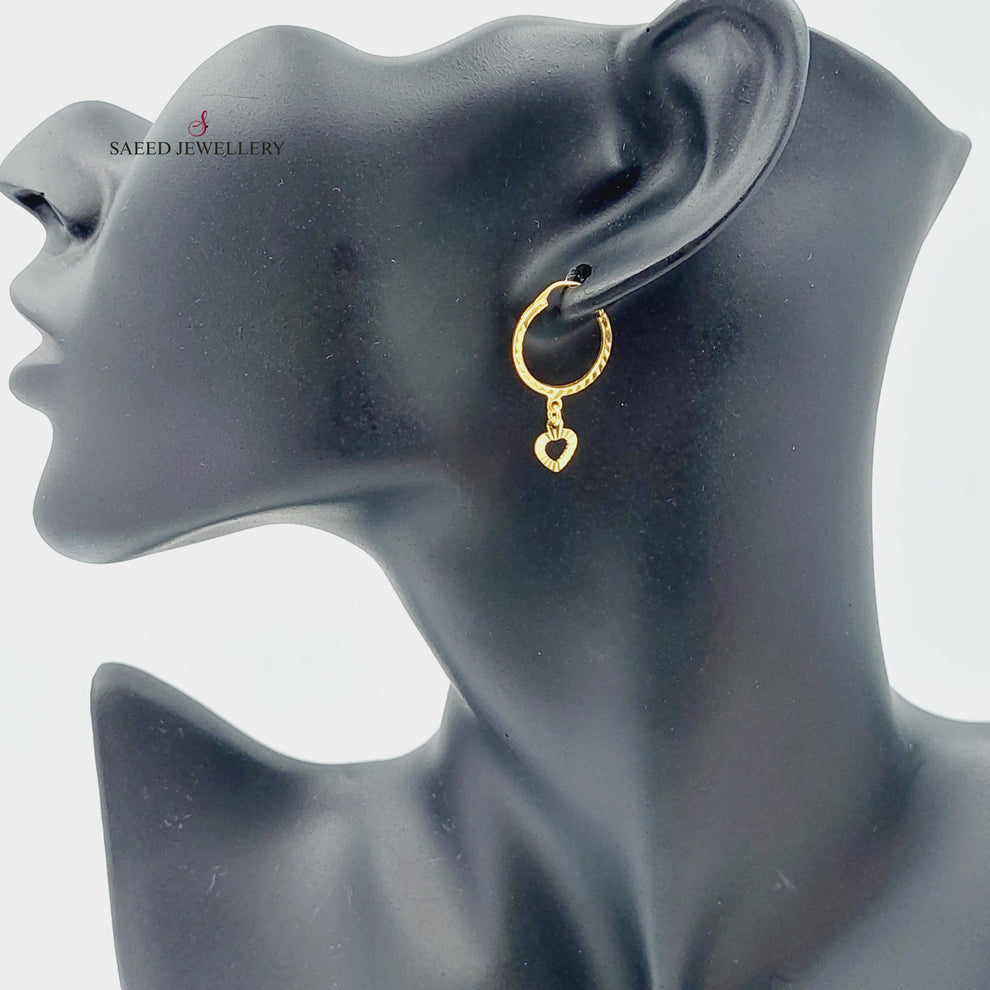 21K Gold Heart Earrings by Saeed Jewelry - Image 1