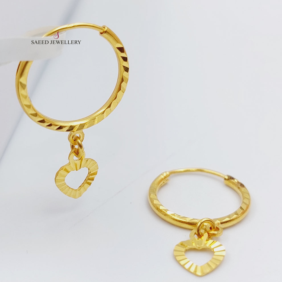 21K Heart Earrings Made of 21K Yellow Gold by Saeed Jewelry-25580