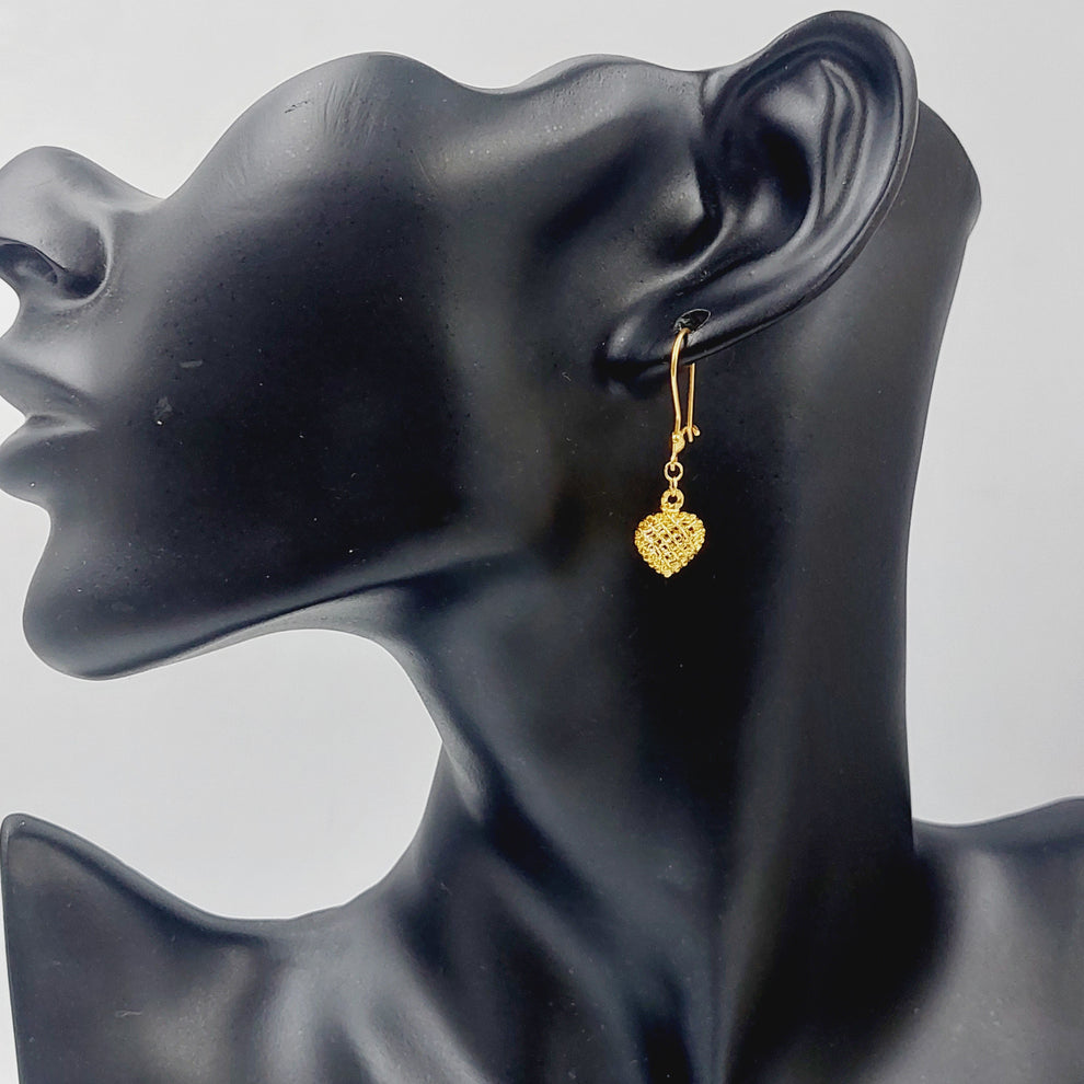 21K Gold Heart Earrings by Saeed Jewelry - Image 4