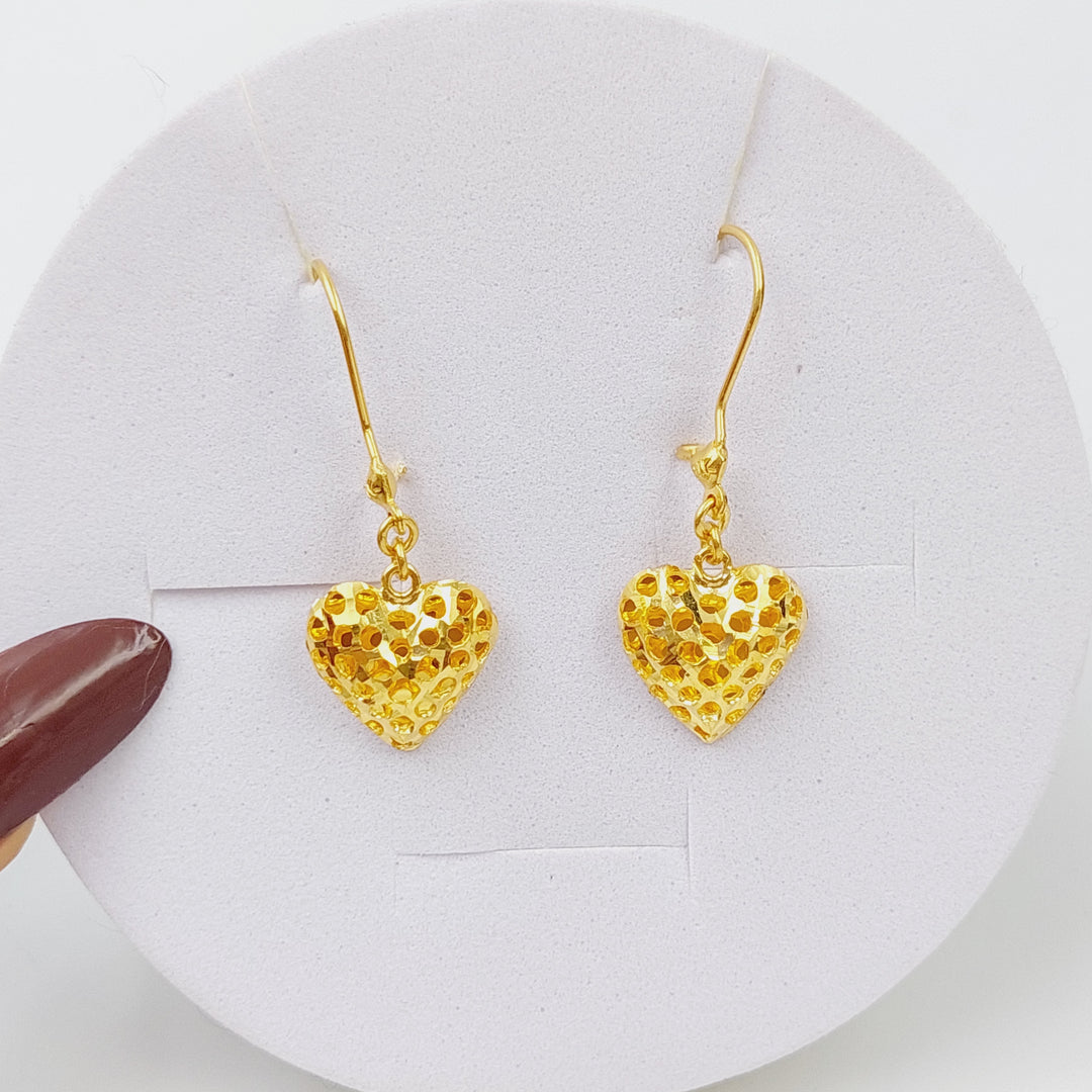 21K Gold Heart Earrings by Saeed Jewelry - Image 1