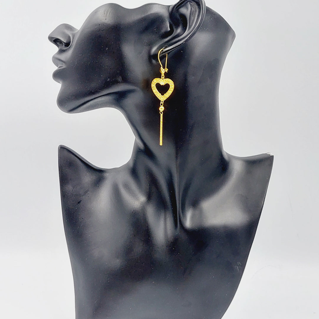 21K Gold Heart Earrings by Saeed Jewelry - Image 3