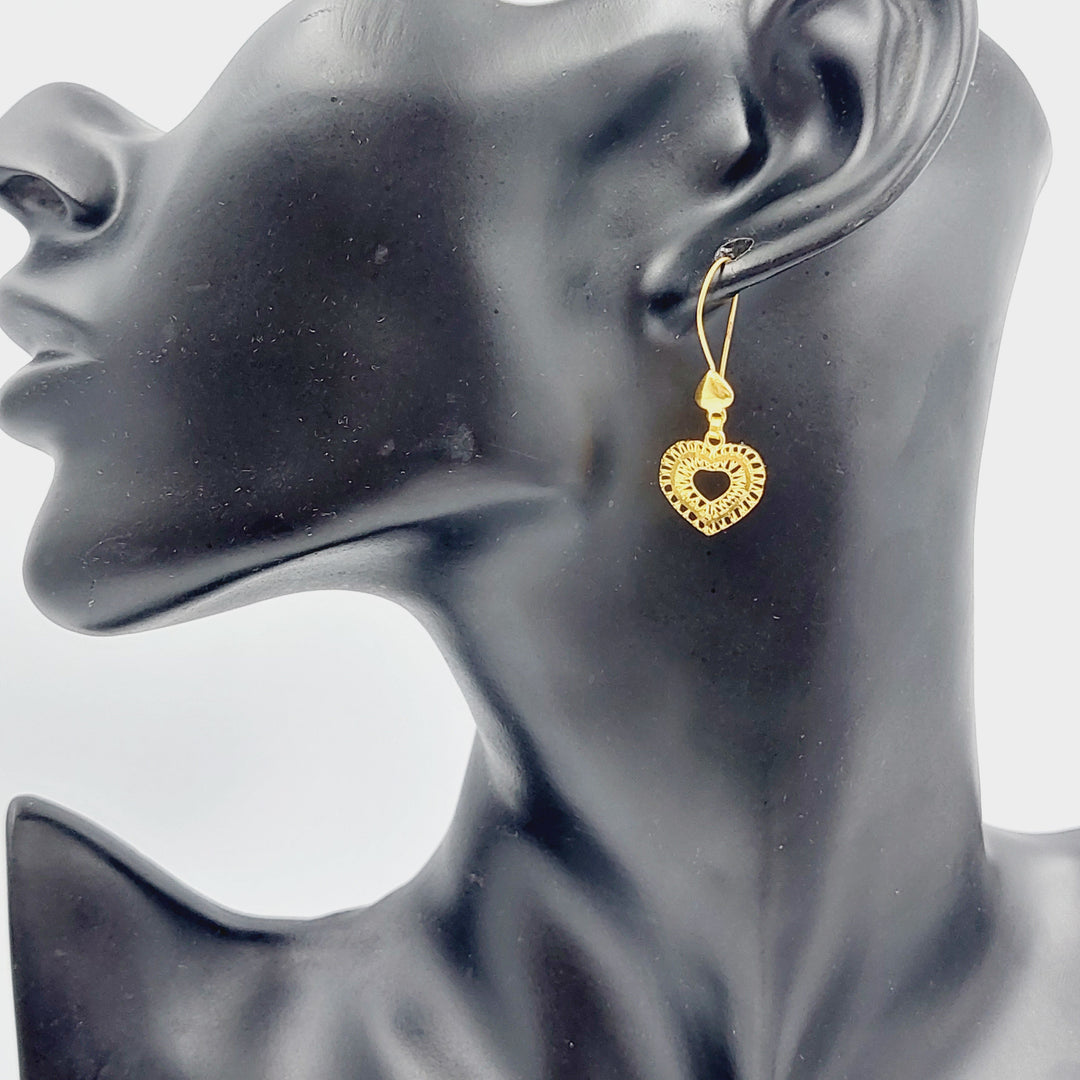 21K Gold Heart Earrings by Saeed Jewelry - Image 2