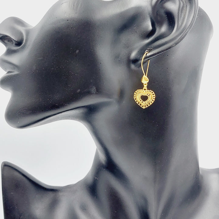 21K Gold Heart Earrings by Saeed Jewelry - Image 5