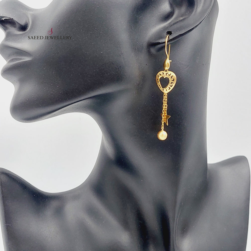 21K Gold Heart Earrings by Saeed Jewelry - Image 2