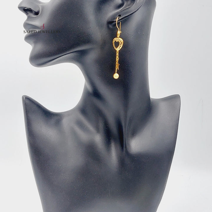 21K Gold Heart Earrings by Saeed Jewelry - Image 3